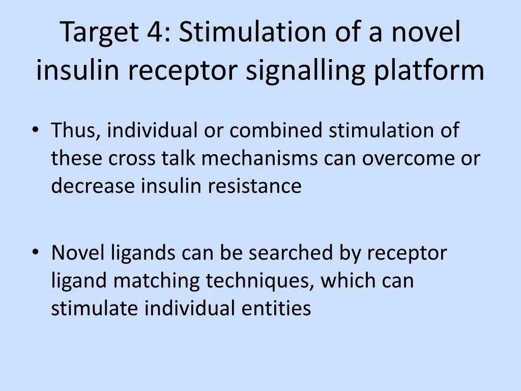 target 4 stimulation of a novel insulin receptor 1