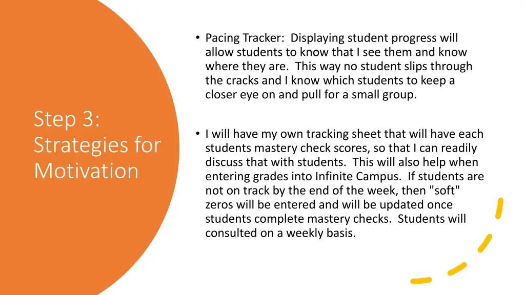 pacing tracker displaying student progress will