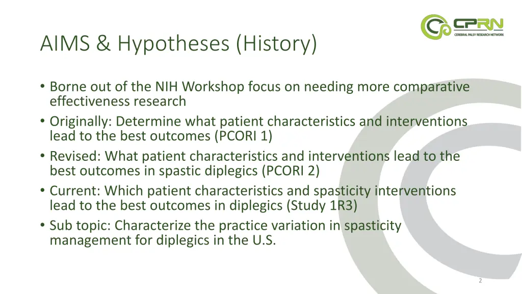 aims hypotheses history