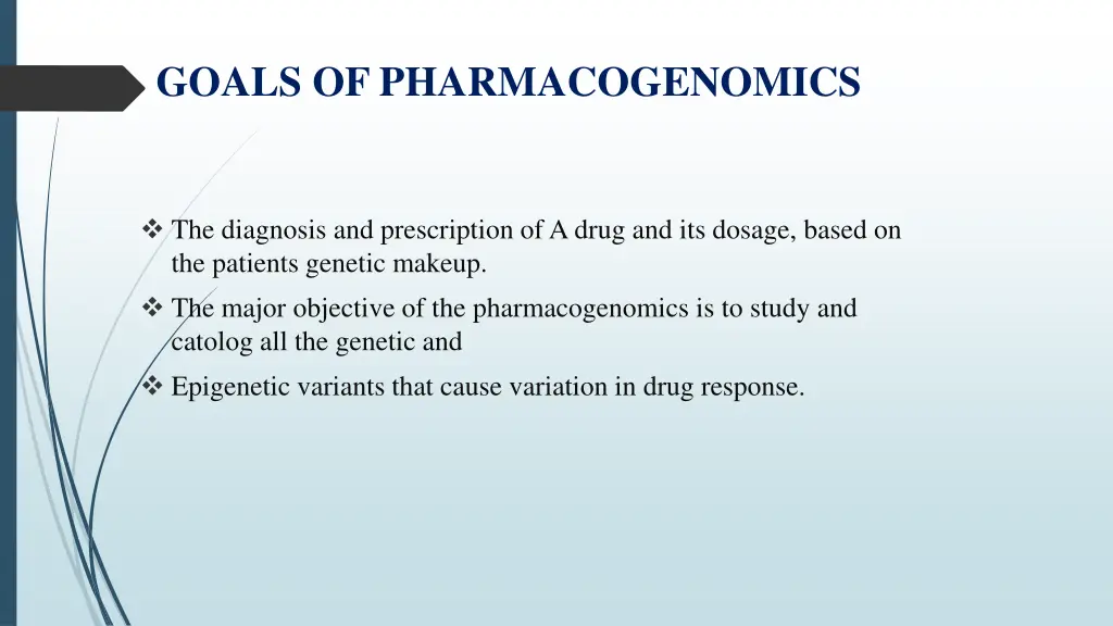 goals of pharmacogenomics