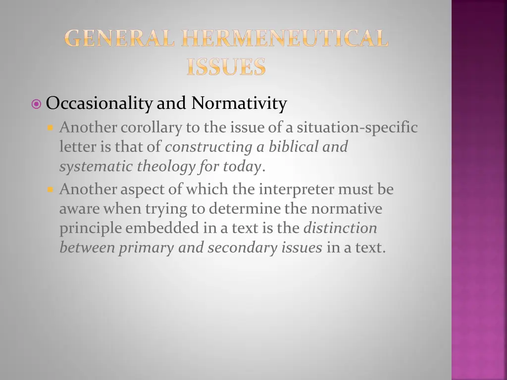 general hermeneutical issues 1