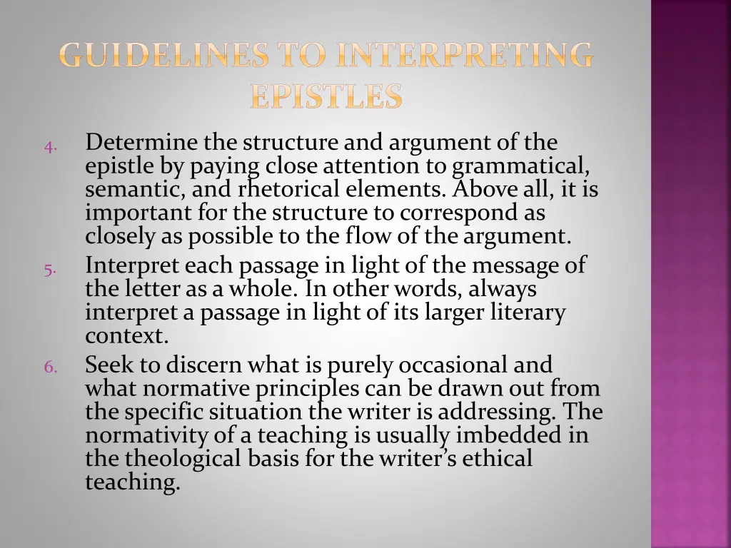 guidelines to interpreting epistles 1