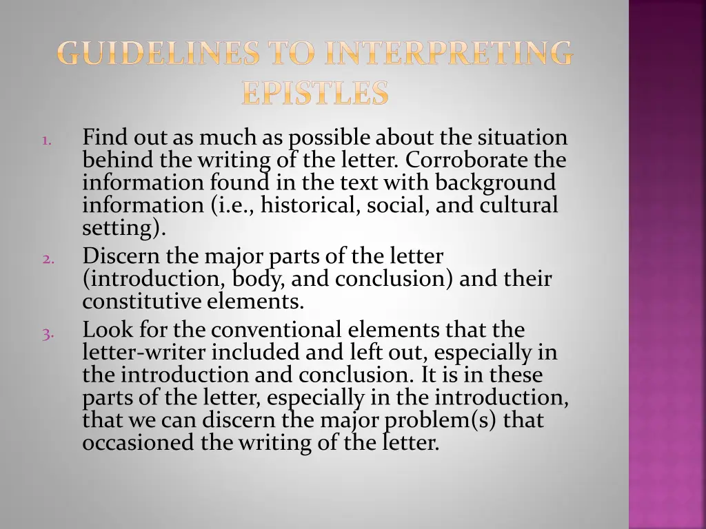 guidelines to interpreting epistles