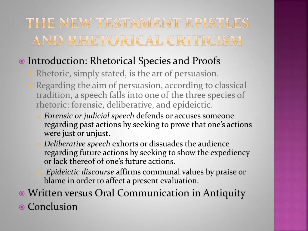 the new testament epistles and rhetorical