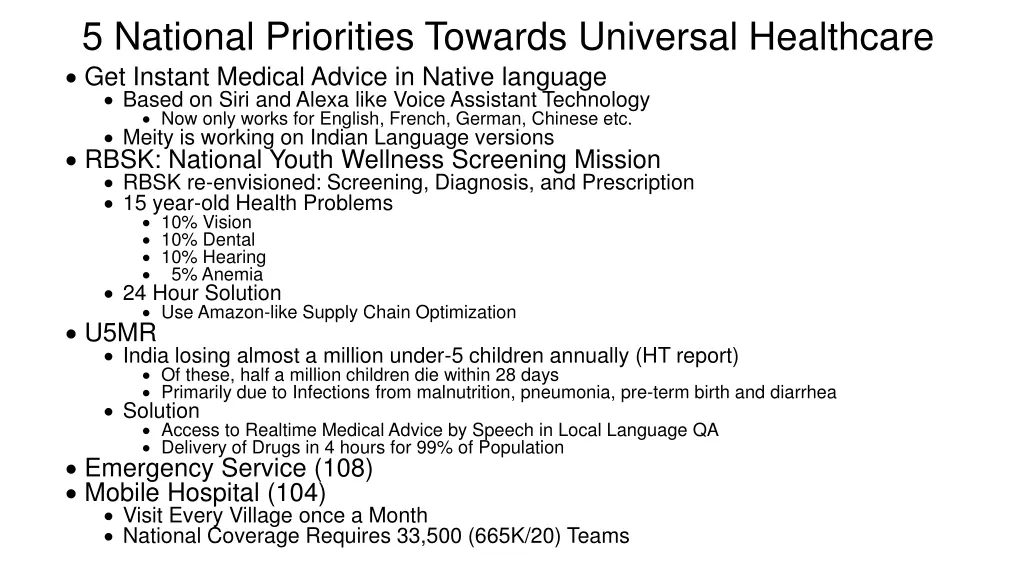 5 national priorities towards universal