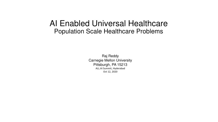 ai enabled universal healthcare population scale