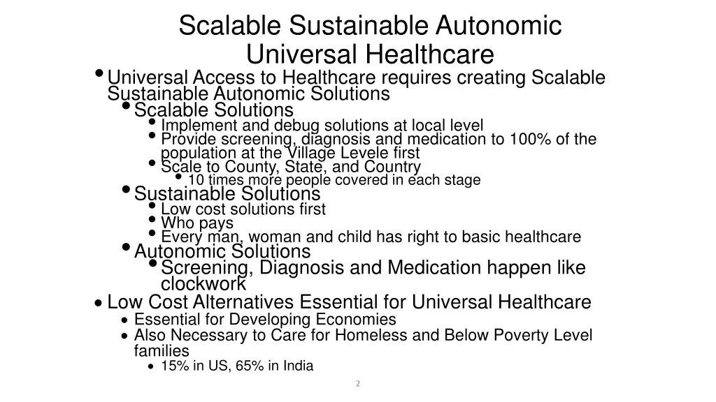 scalable sustainable autonomic universal