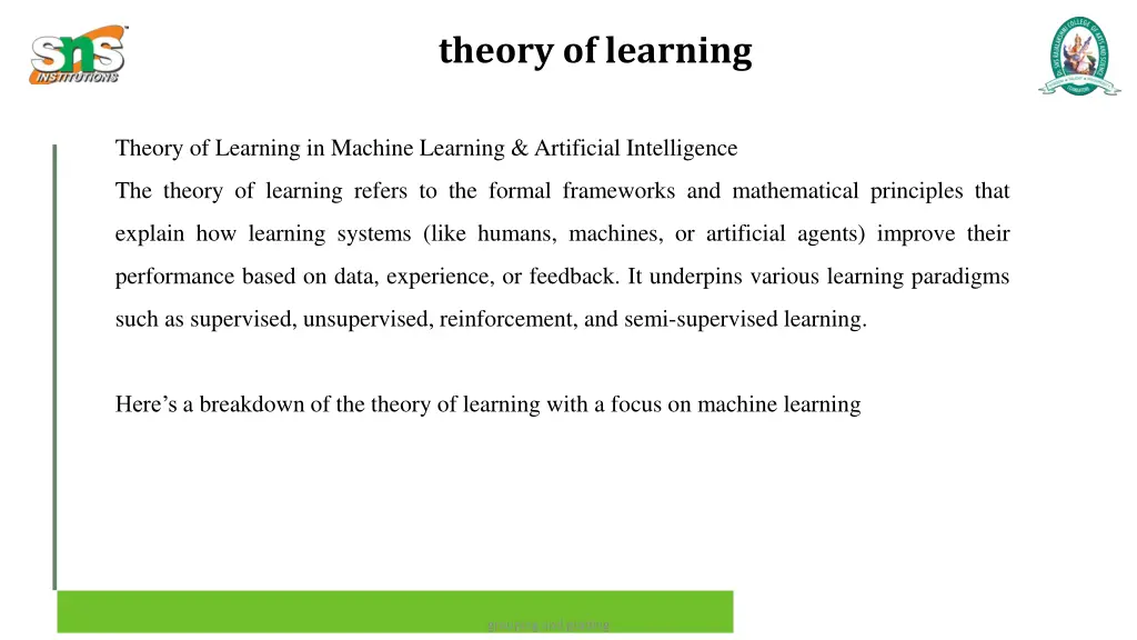 theory of learning