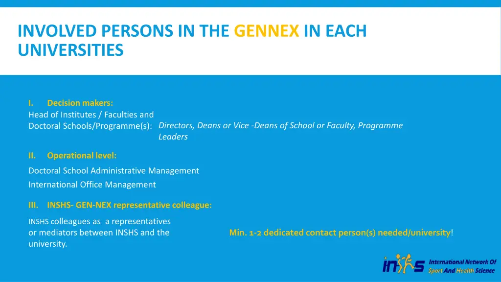 involved persons in the gennex in each