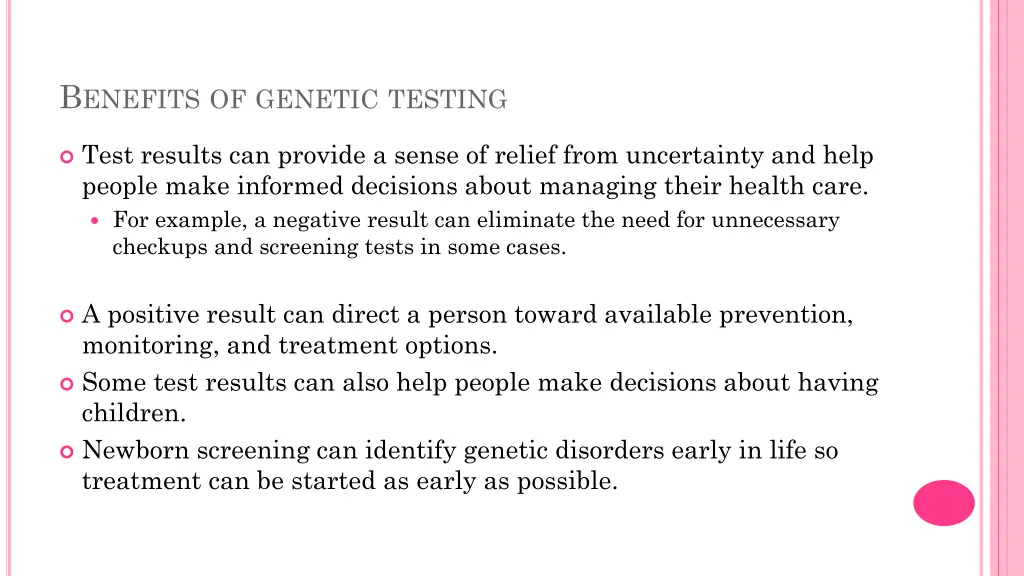 b enefits of genetic testing