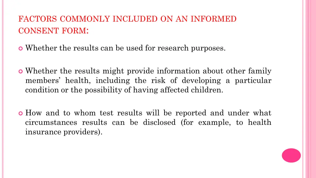 factors commonly included on an informed consent 1