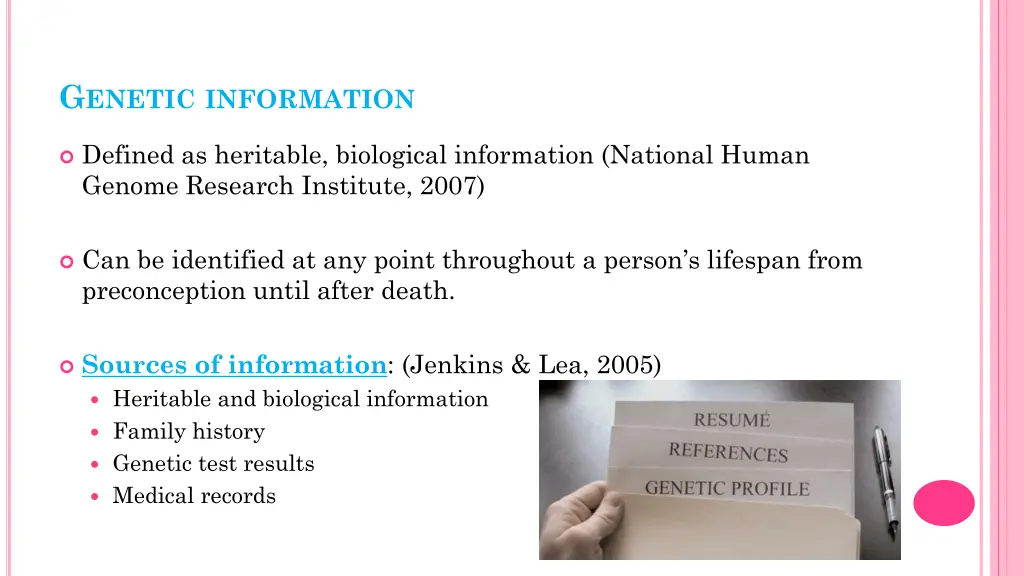 g enetic information