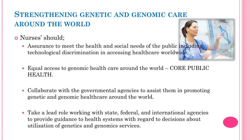 s trengthening genetic and genomic care around