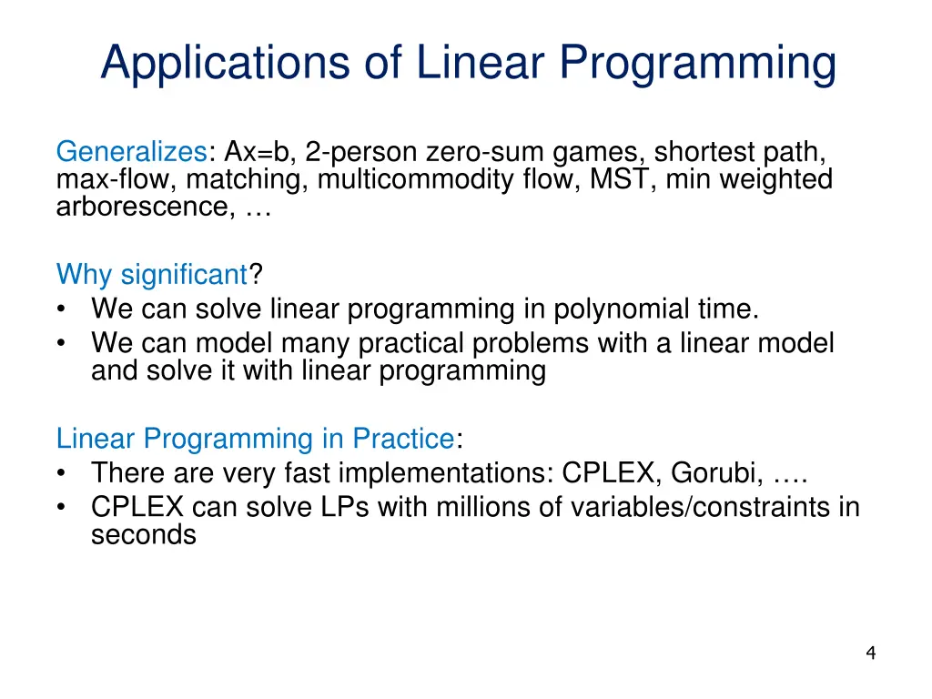 applications of linear programming