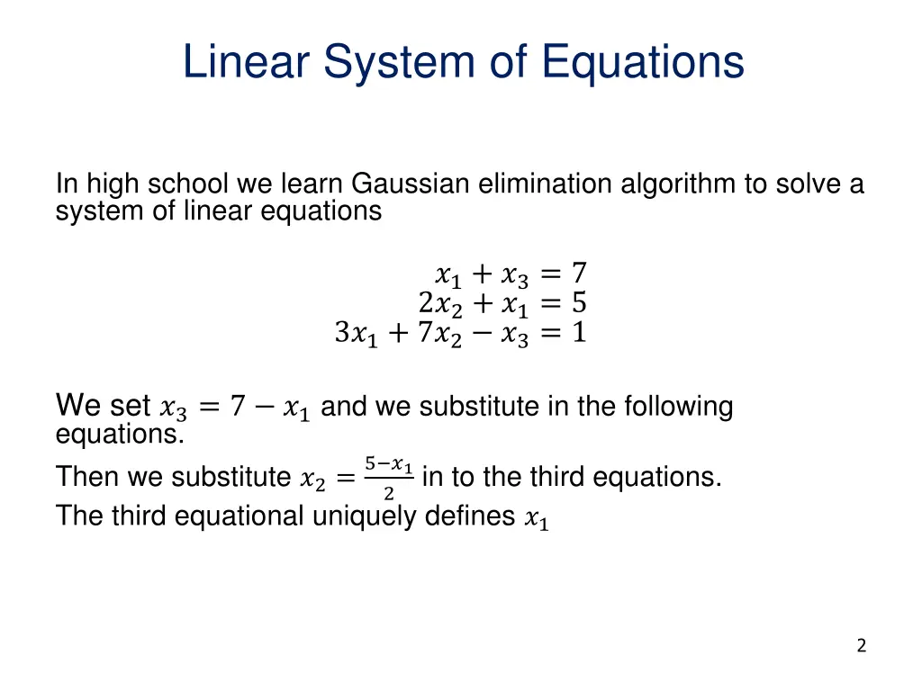 linear system of equations