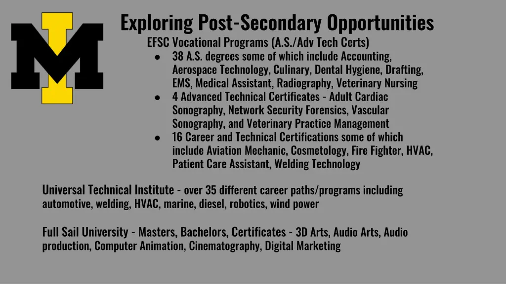 exploring post secondary opportunities efsc