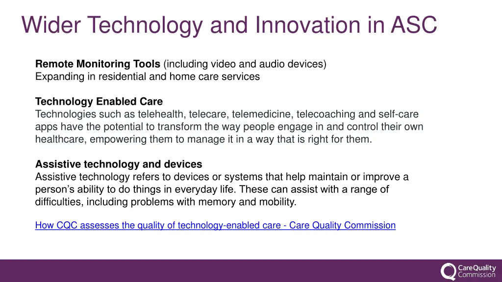 wider technology and innovation in asc