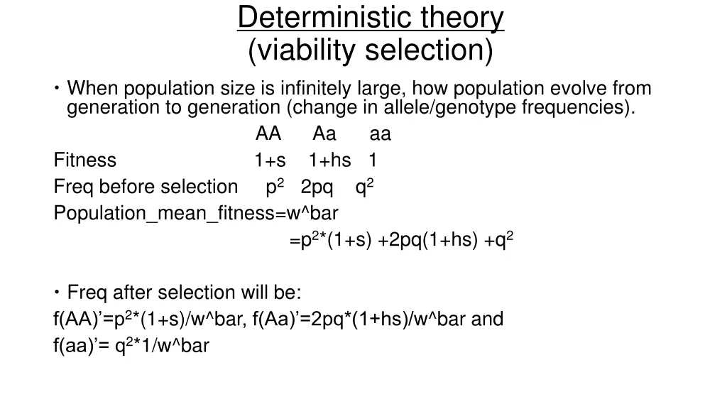 deterministic theory viability selection