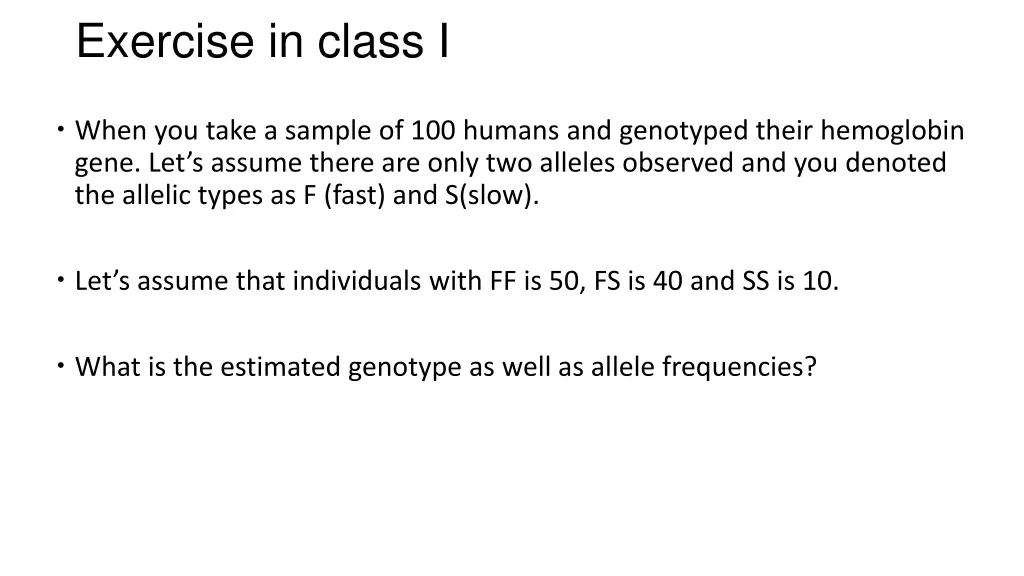 exercise in class i