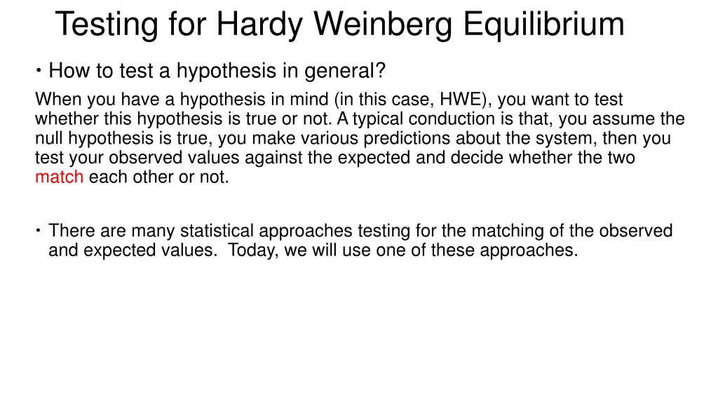 testing for hardy weinberg equilibrium