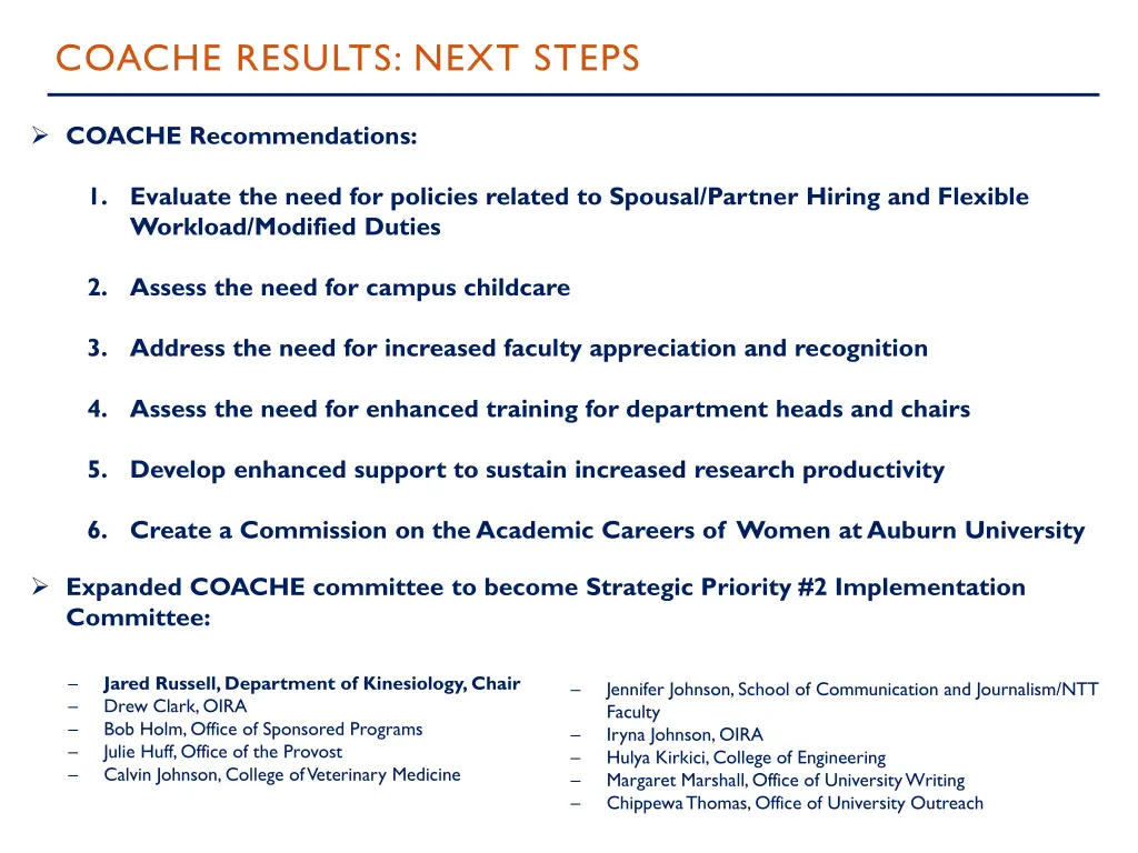 coache results next steps