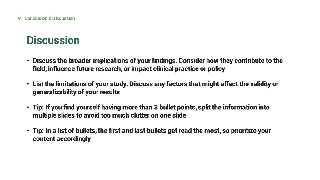 v conclusion discussion