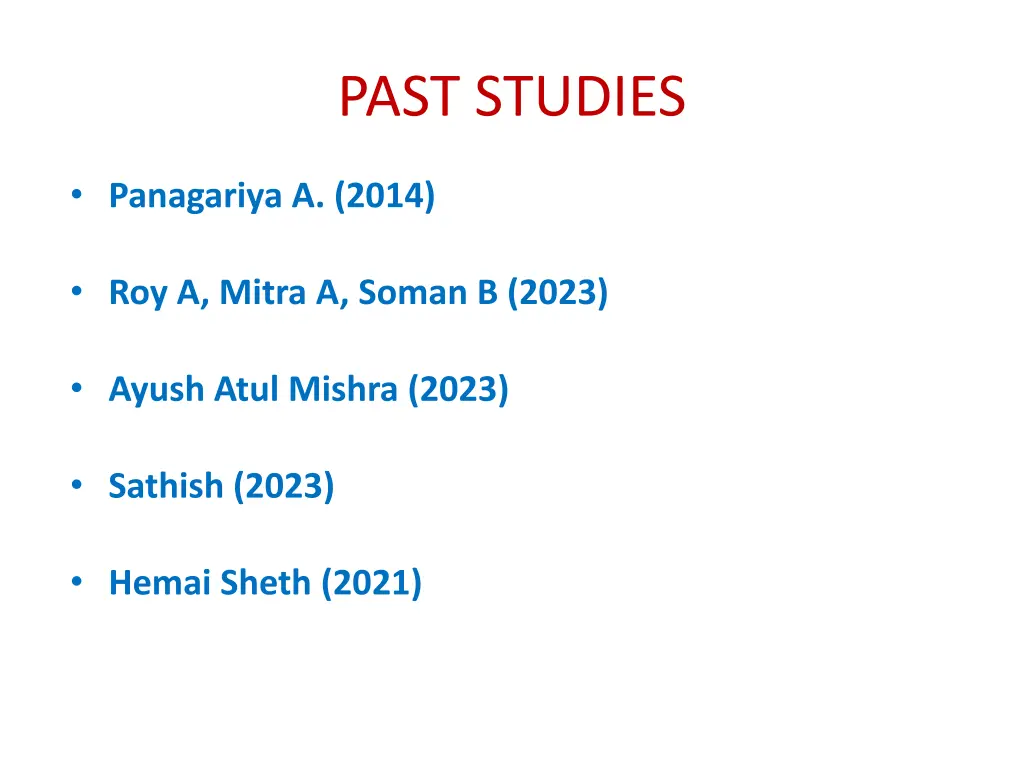 past studies
