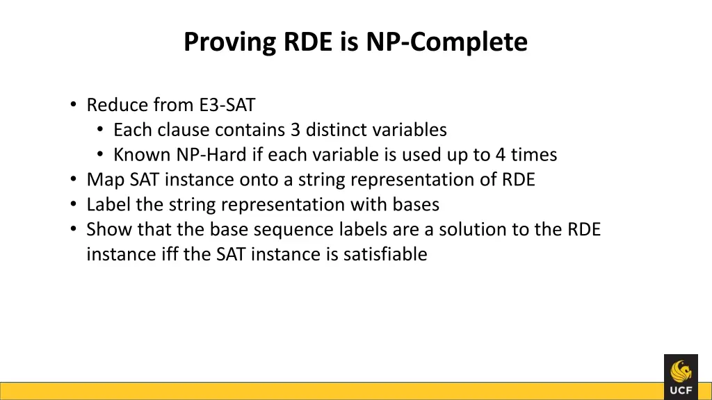 proving rde is np complete