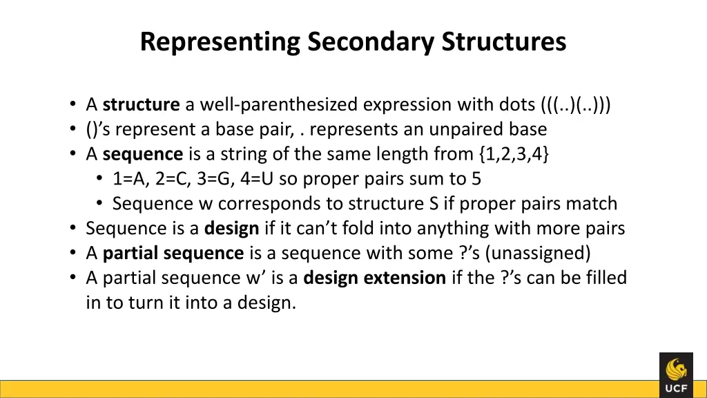 representing secondary structures