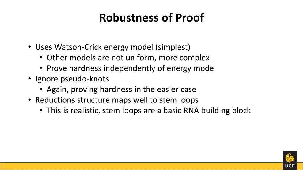 robustness of proof