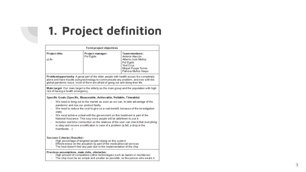 1 project definition
