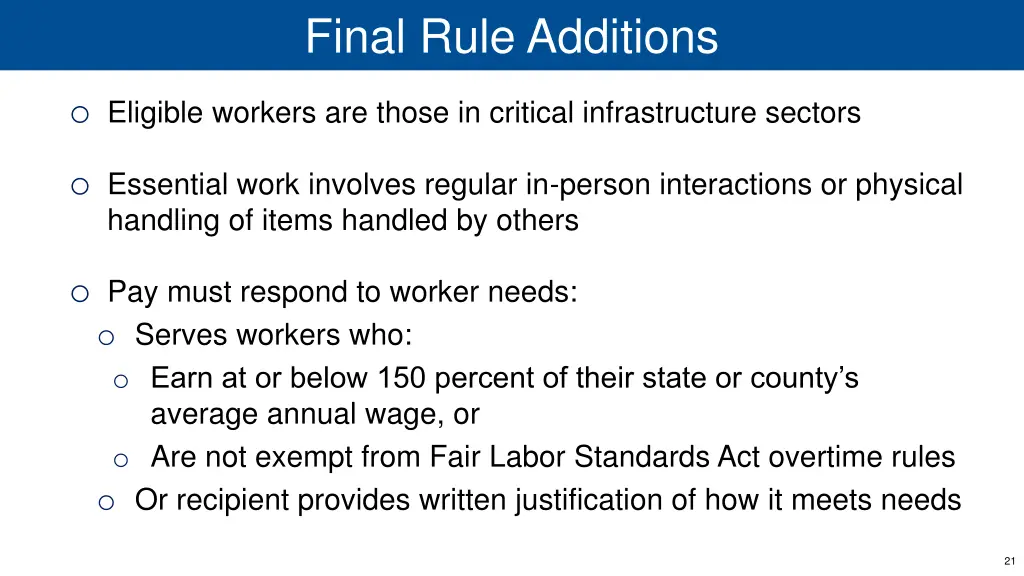final rule additions