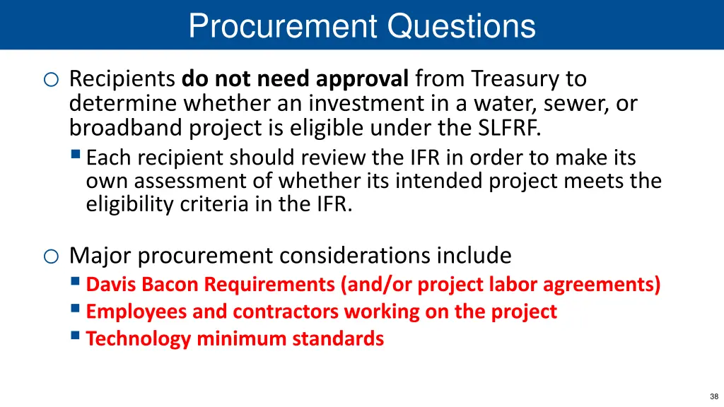 procurement questions o recipients do not need