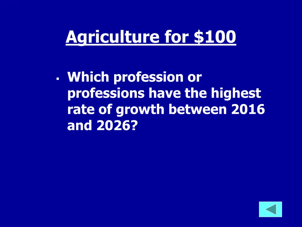 agriculture for 100