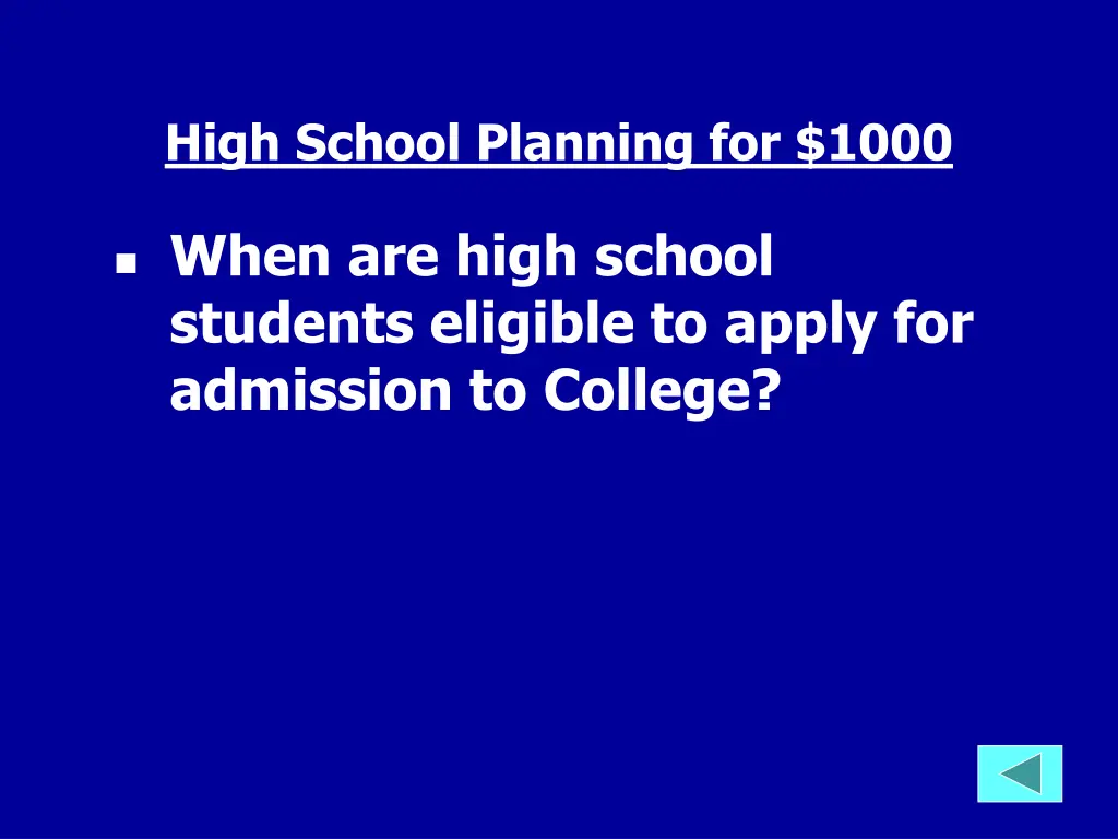 high school planning for 1000