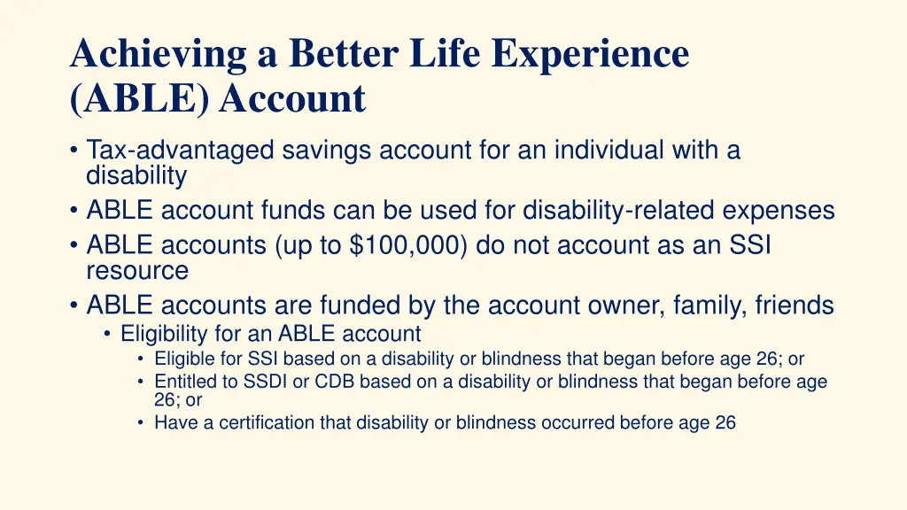 achieving a better life experience able account