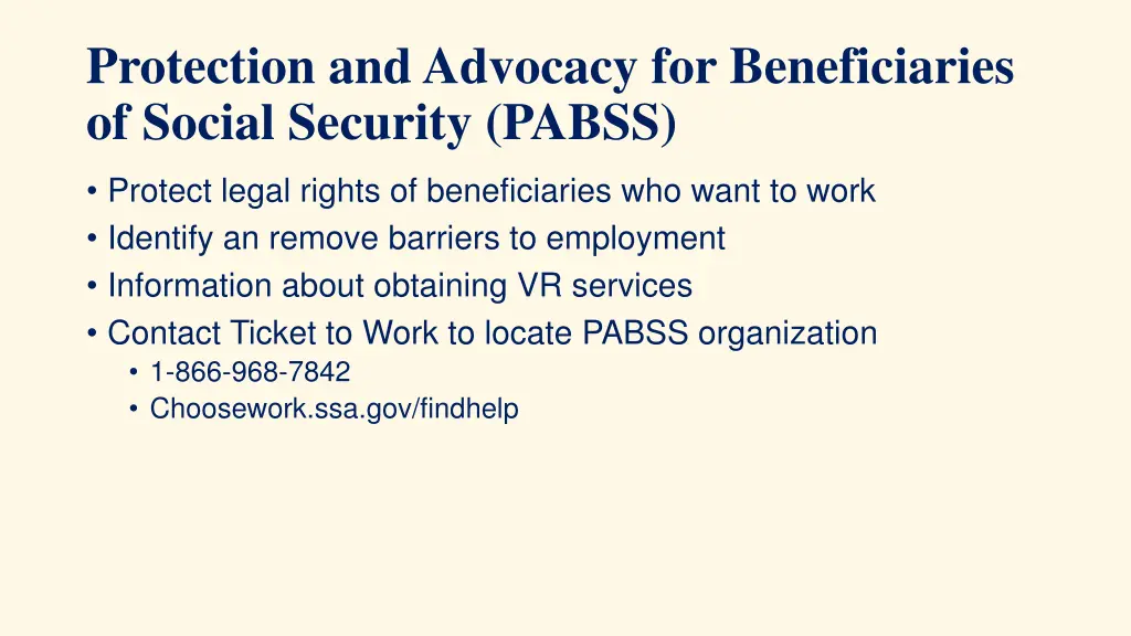 protection and advocacy for beneficiaries