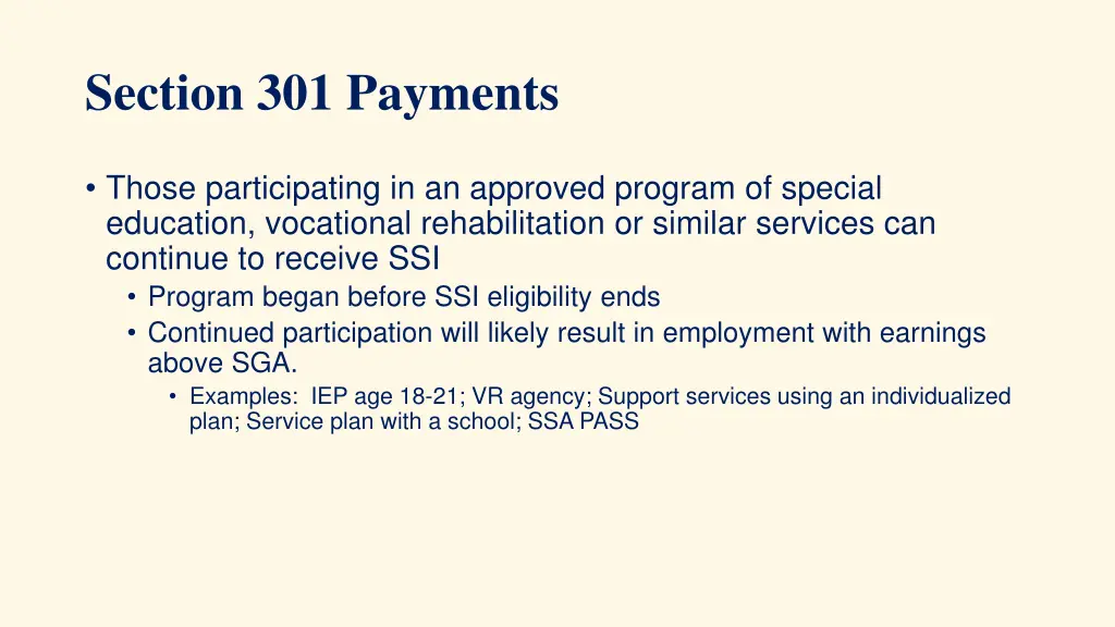 section 301 payments