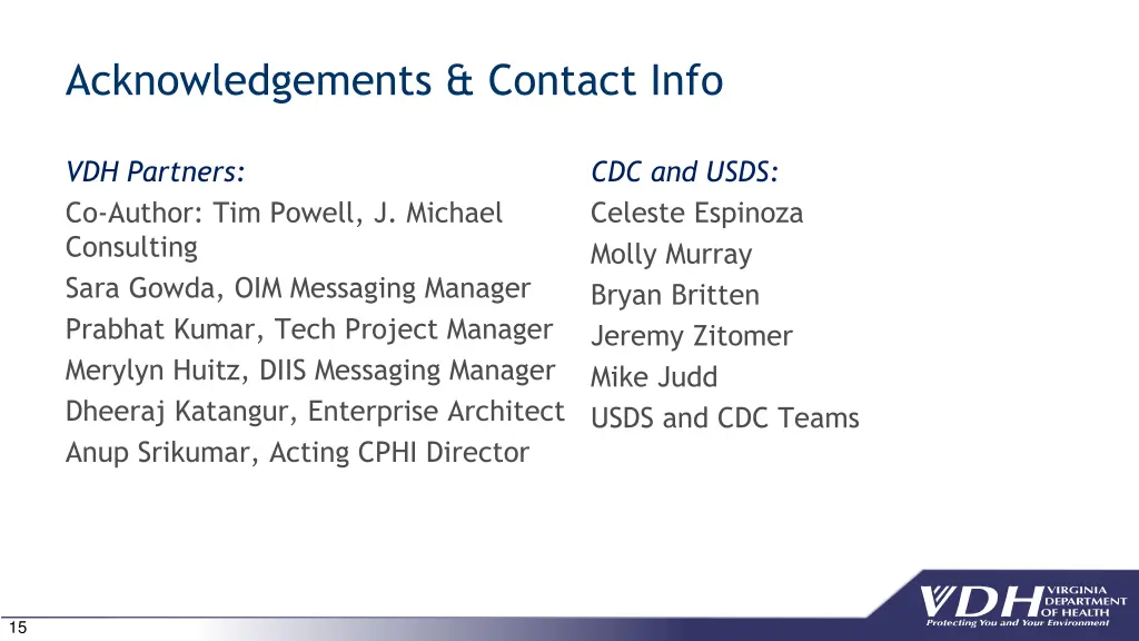 acknowledgements contact info