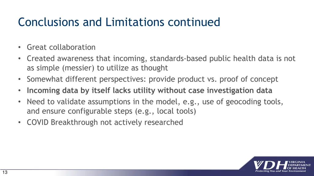 conclusions and limitations continued