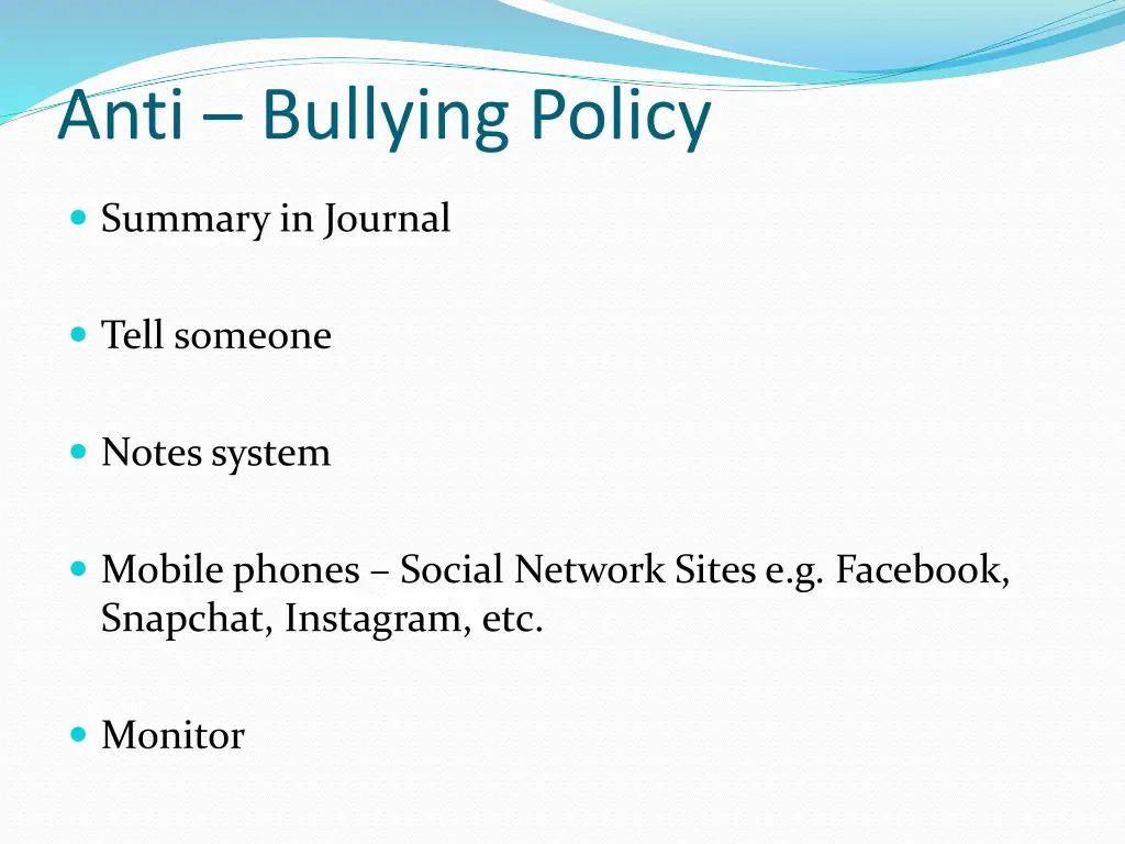 anti bullying policy
