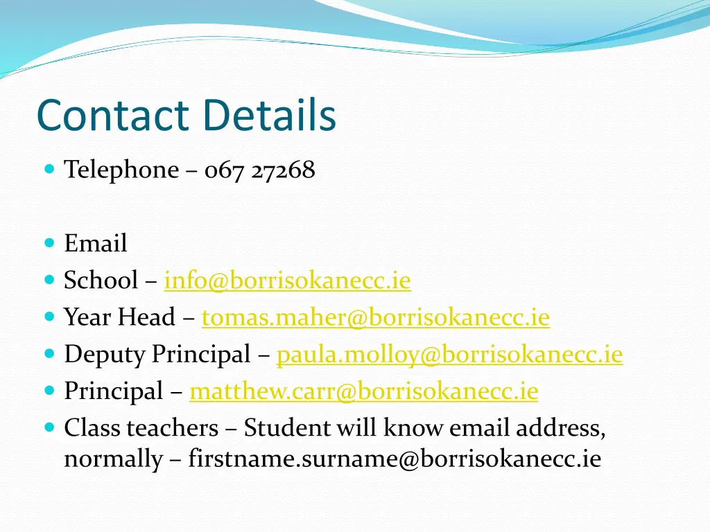 contact details