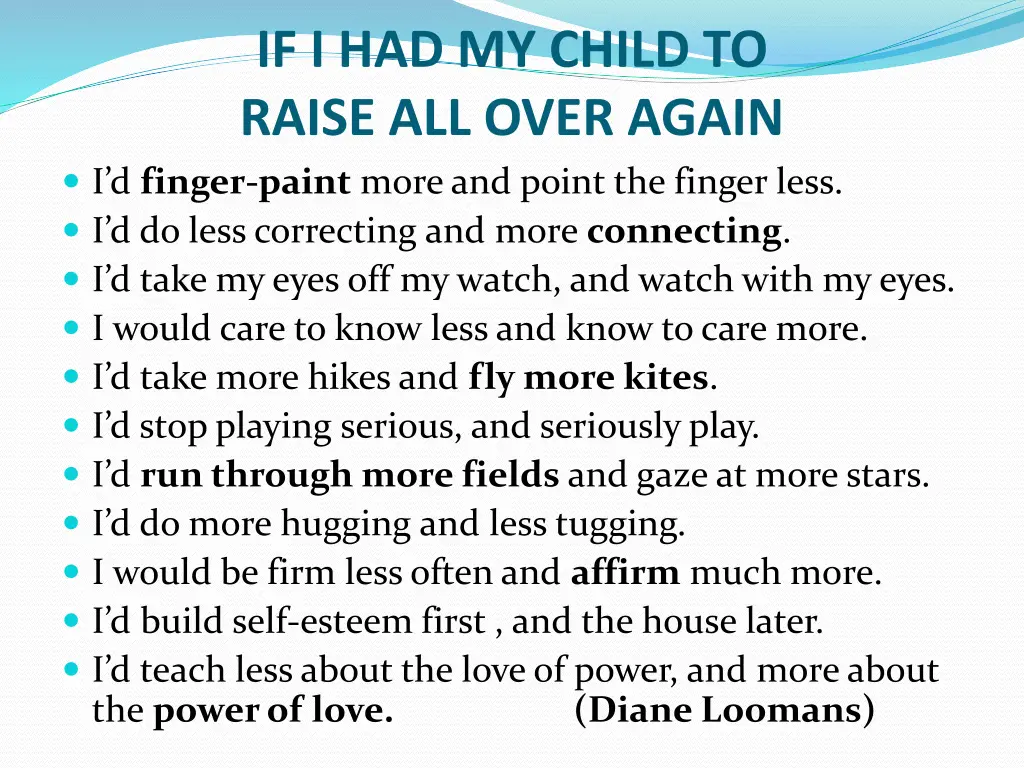 if i had my child to raise all over again
