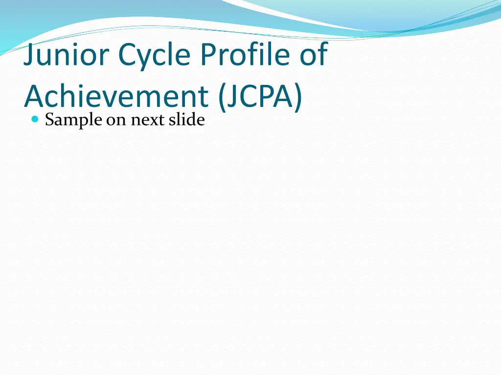 junior cycle profile of achievement jcpa sample