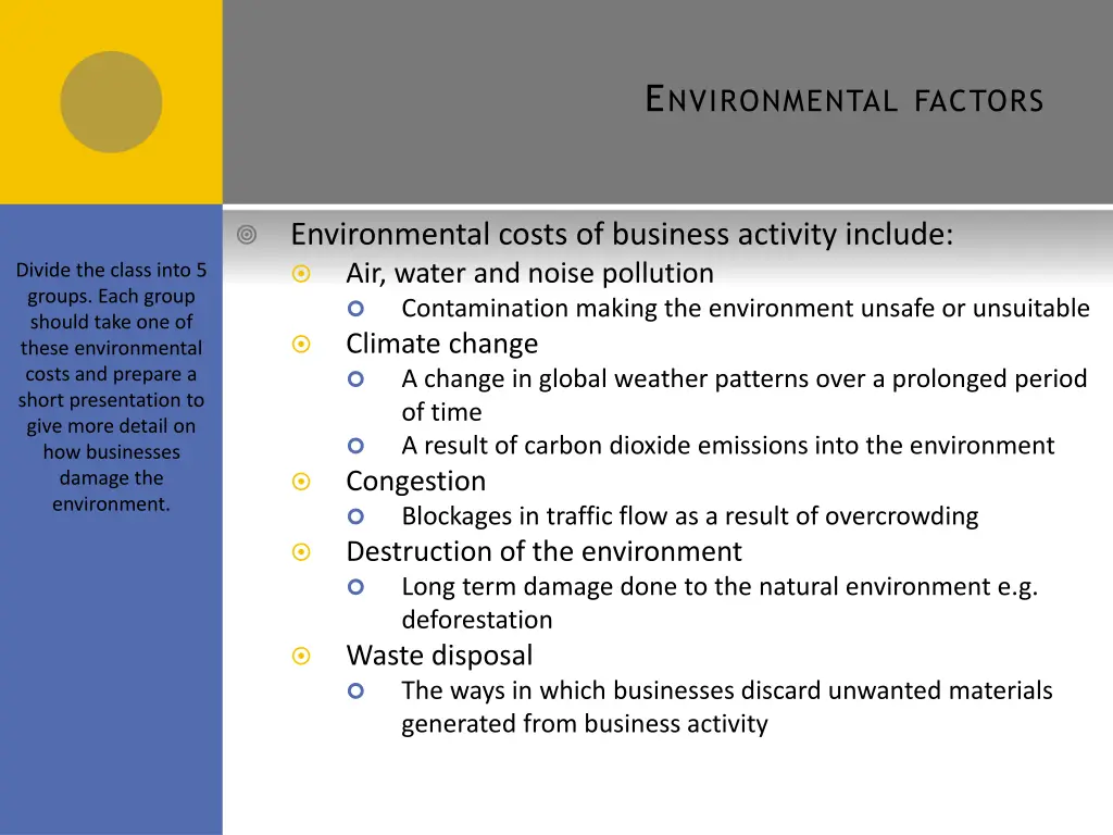 e nvironmental factors