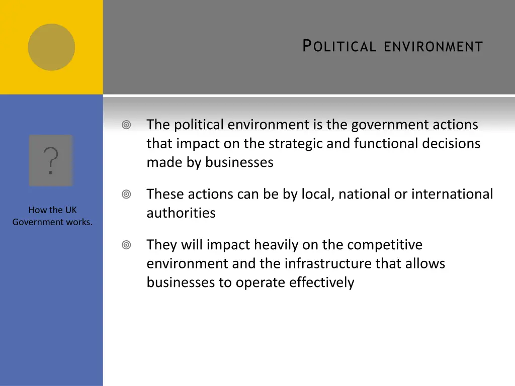p olitical environment