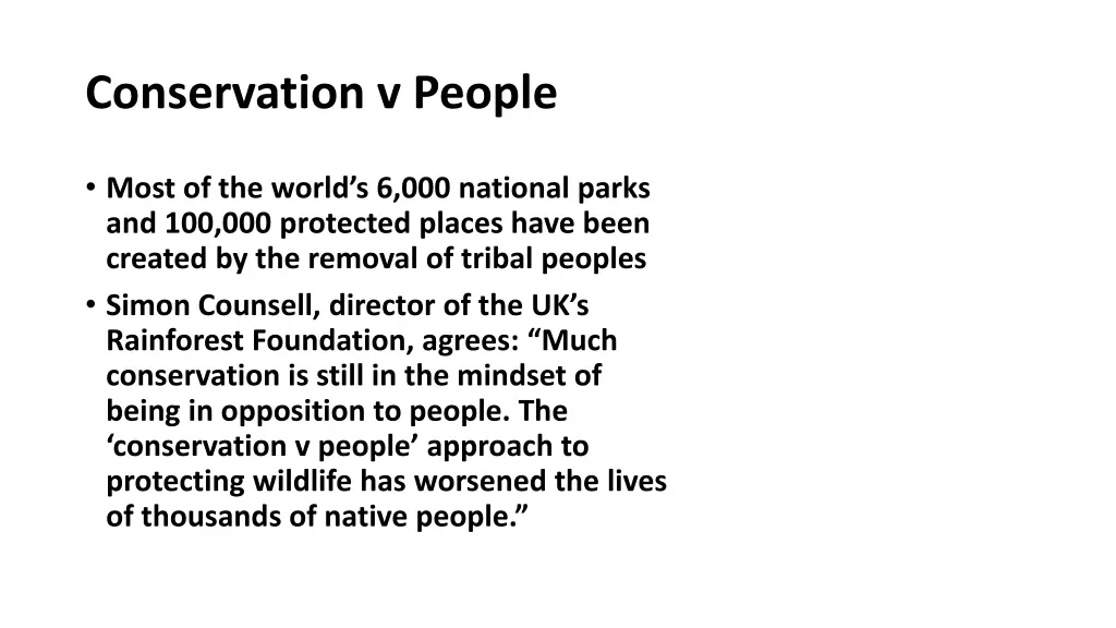 conservation v people