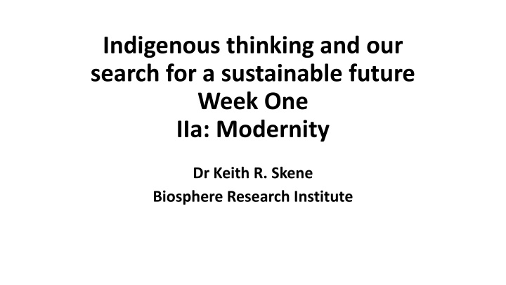 indigenous thinking and our search