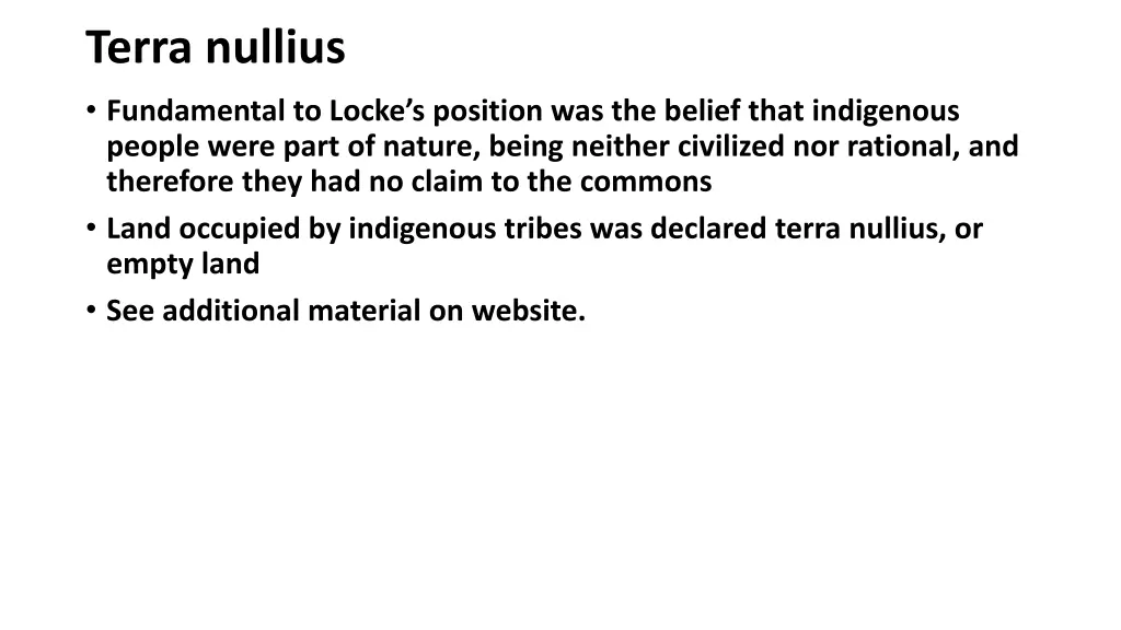 terra nullius fundamental to locke s position