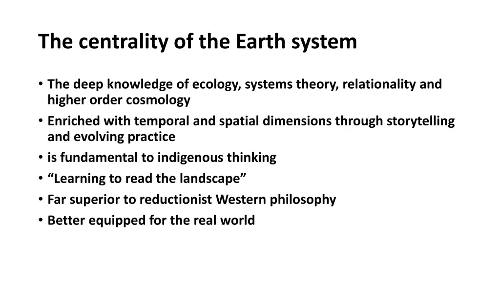 the centrality of the earth system